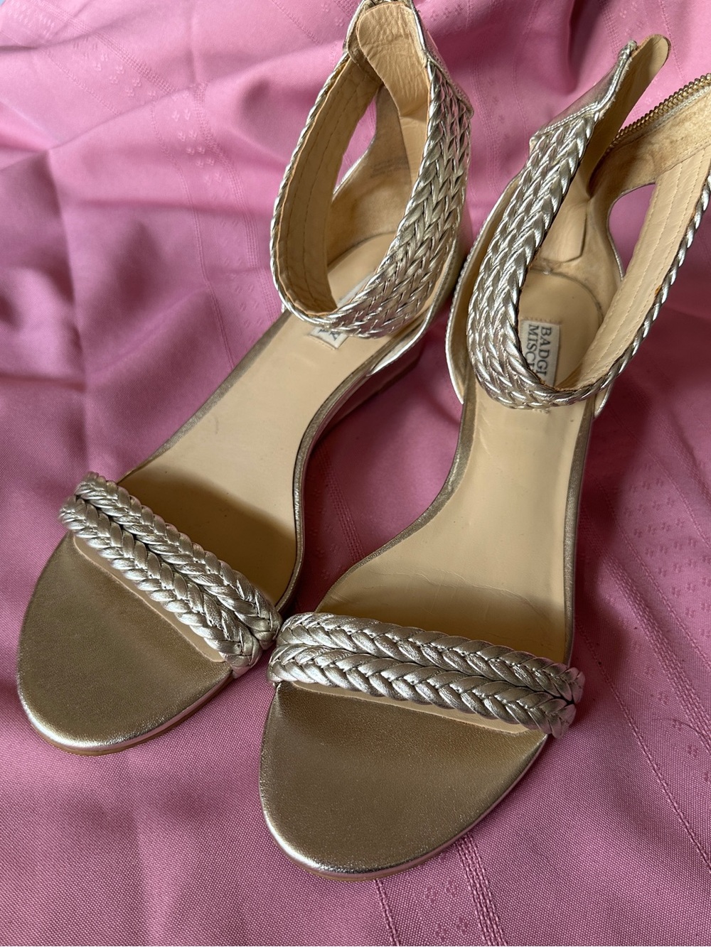 Gold Braided Ankle-Strap Heel